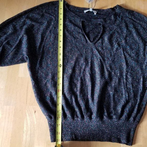 MILLY Italian Shimmer Metallic Cutout Sweater - Picture 12 of 16